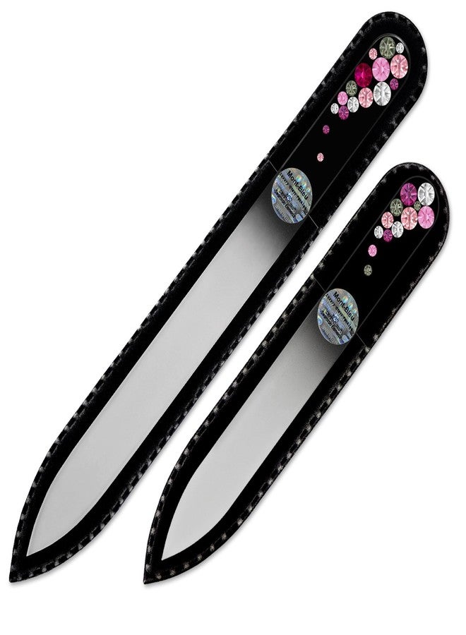 Mont Bleu Nail File - Mont Bleu Premium Set of 2 Glass Nail Files Hand Decorated with Crystals - Genuine Czech Tempered Glass - Gifts for Women - Best Glass Nail Files for Natural Nails - Image 1